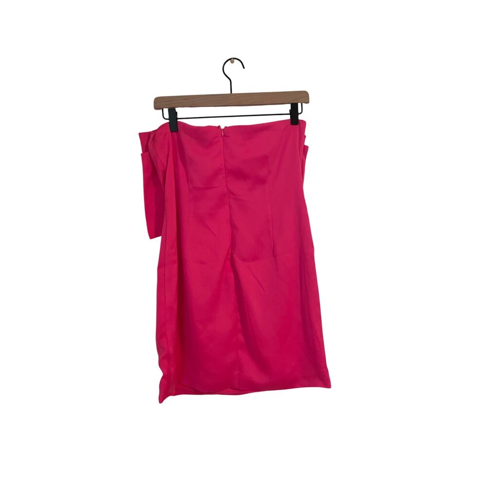 Thirty Thirty Hot Pink Bow Front Strapless Mini Dress Y2K Style Coquette Size L - Picture 3 of 5